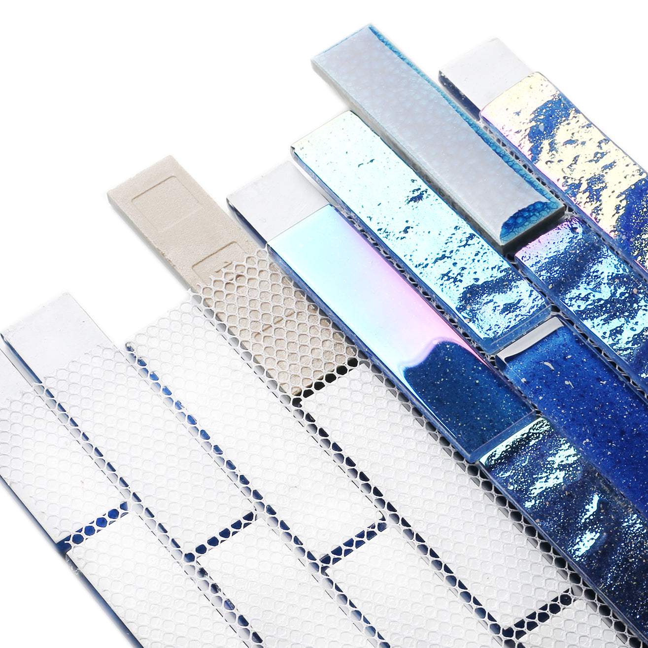 Blue Glass Tile Iridescent Starry Sky design Backsplash Tile for Swimming Pool Kitchen Bathroom Walls(Pack of 5)