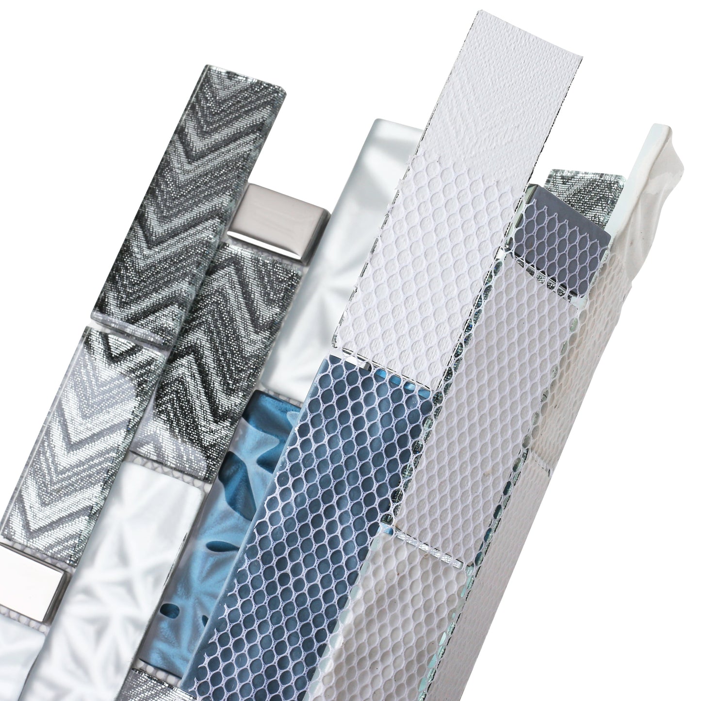 Subway Glass Tile Teal Blue & White Kitchen Bathroom Wall Backsplash Tile (Pack of 5)