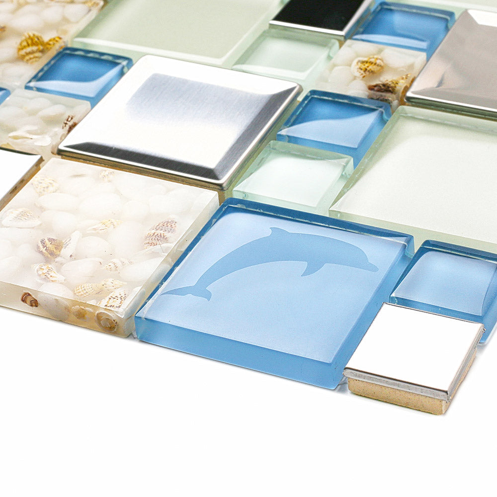 New Idea Tile TST Marine Animals Beach Style Inner Conch Kitchen Bath Backsplash Accent Mosaic Tiles TSTNB11