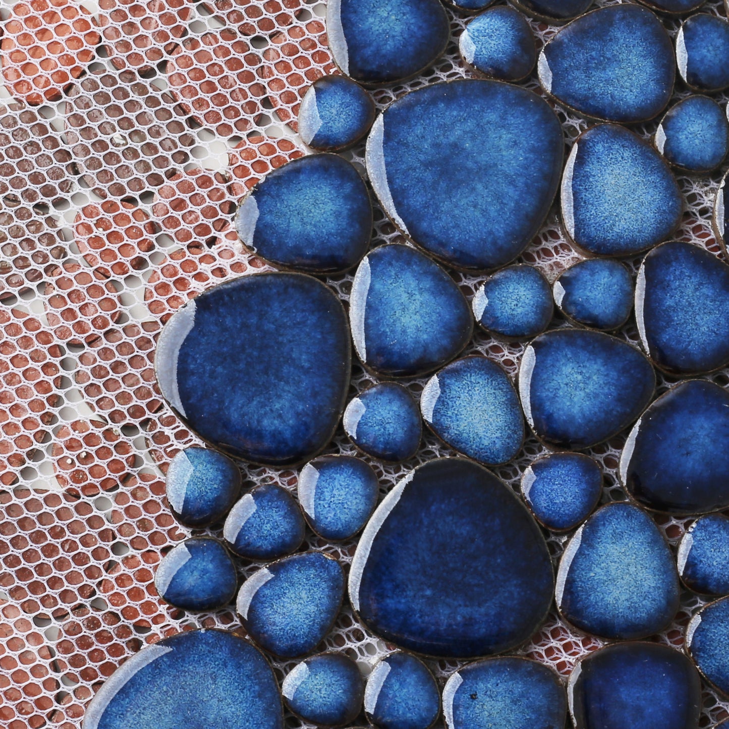 Cobalt Blue Pebble Tiles for Shower Floor Bathroom Floor Wall Mosaic Tile (Pack of 5)
