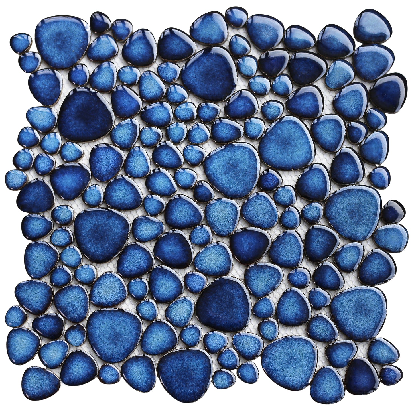Cobalt Blue Pebble Tiles for Shower Floor Bathroom Floor Wall Mosaic Tile (Pack of 5)