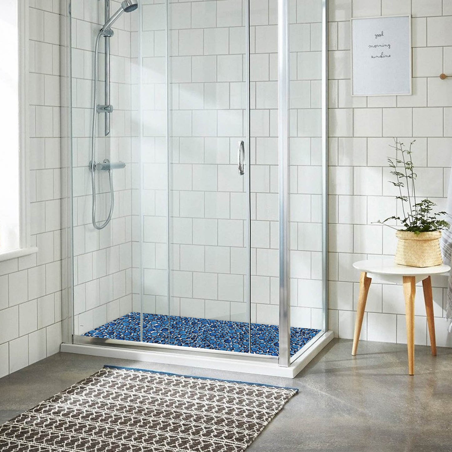 Cobalt Blue Pebble Tiles for Shower Floor Bathroom Floor Wall Mosaic Tile (Pack of 5)
