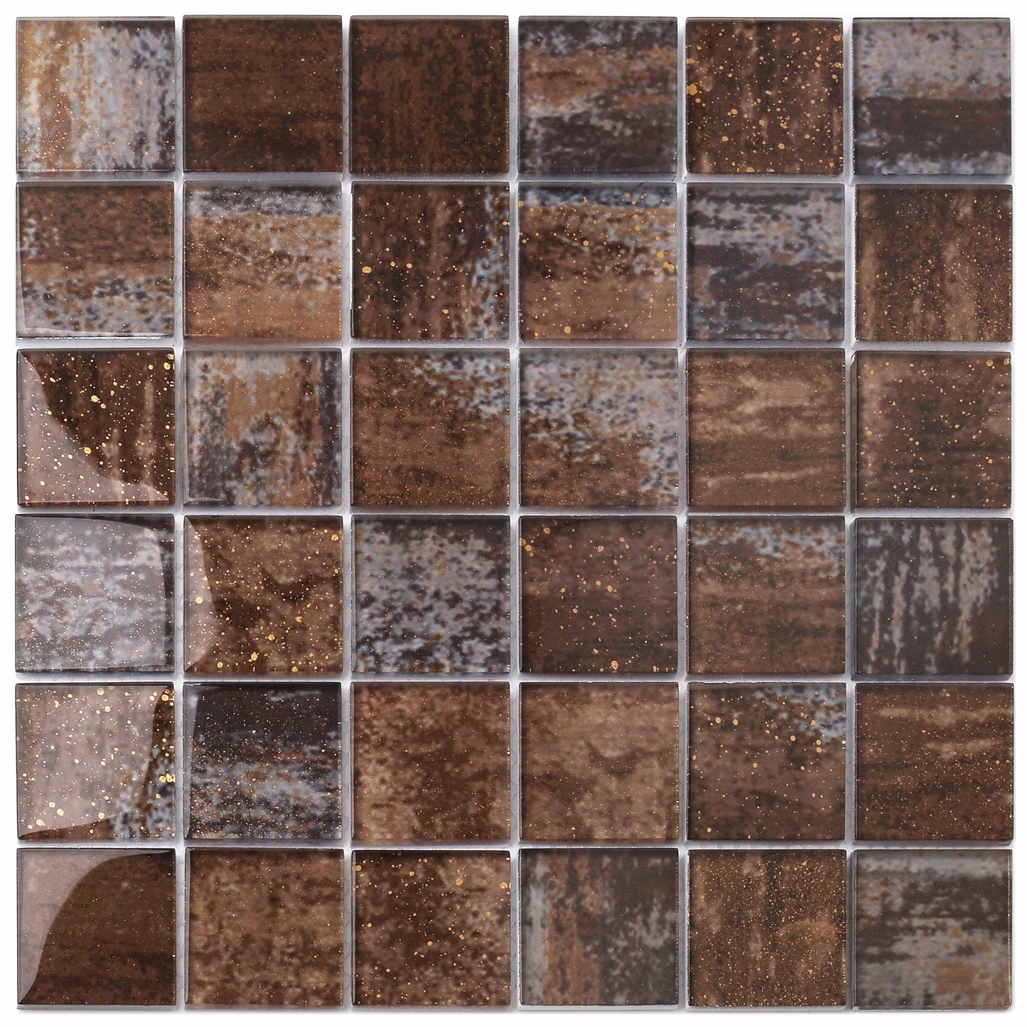 Antique Bronze Glass Mosaic Tile for Wall Backsplash (Pack of 5)
