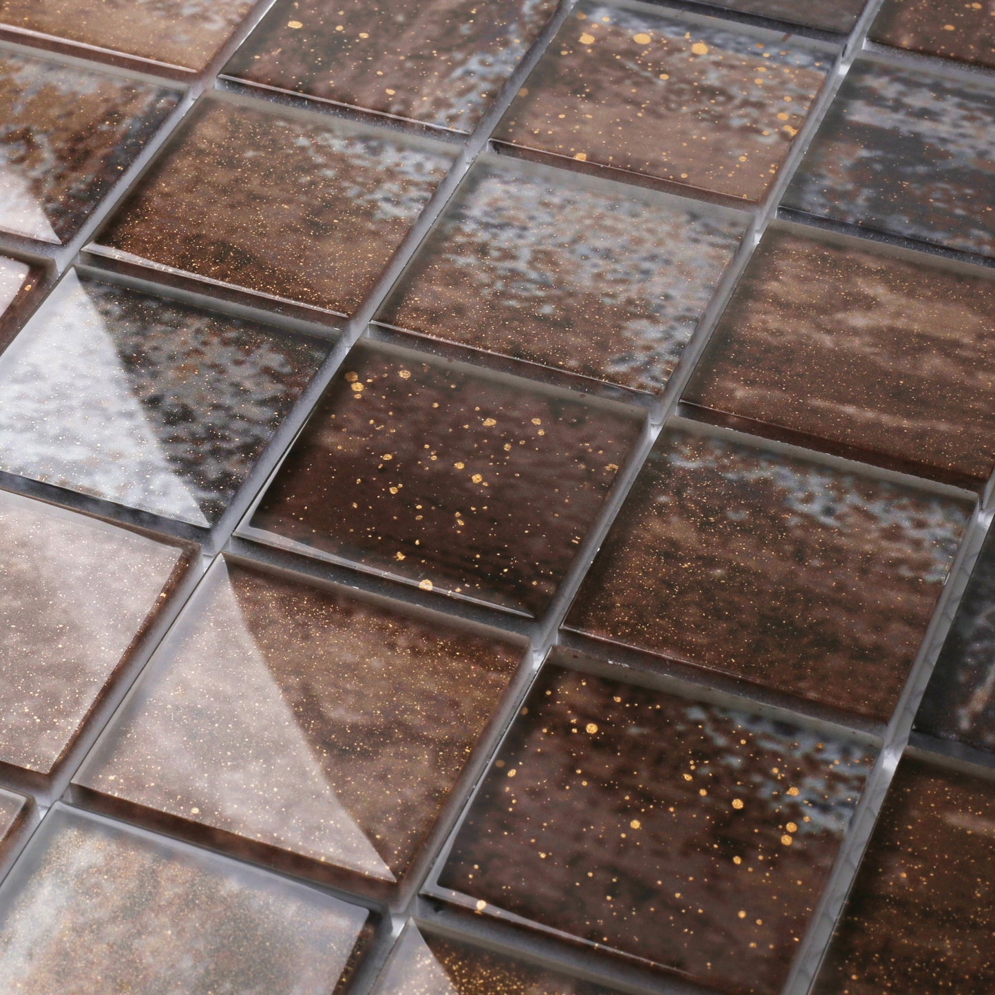 Antique Bronze Glass Mosaic Tile for Wall Backsplash (Pack of 5)