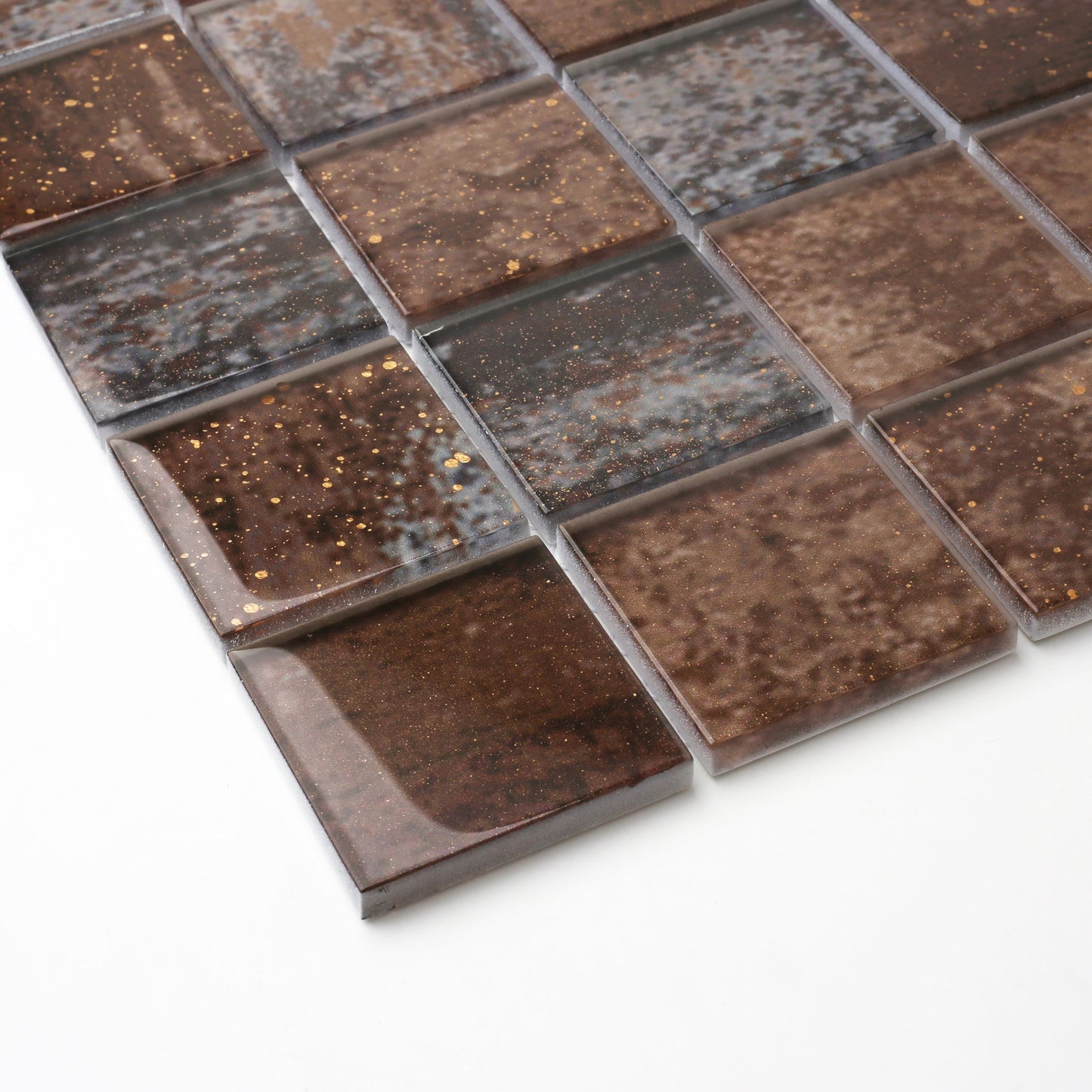 Antique Bronze Glass Mosaic Tile for Wall Backsplash (Pack of 5)