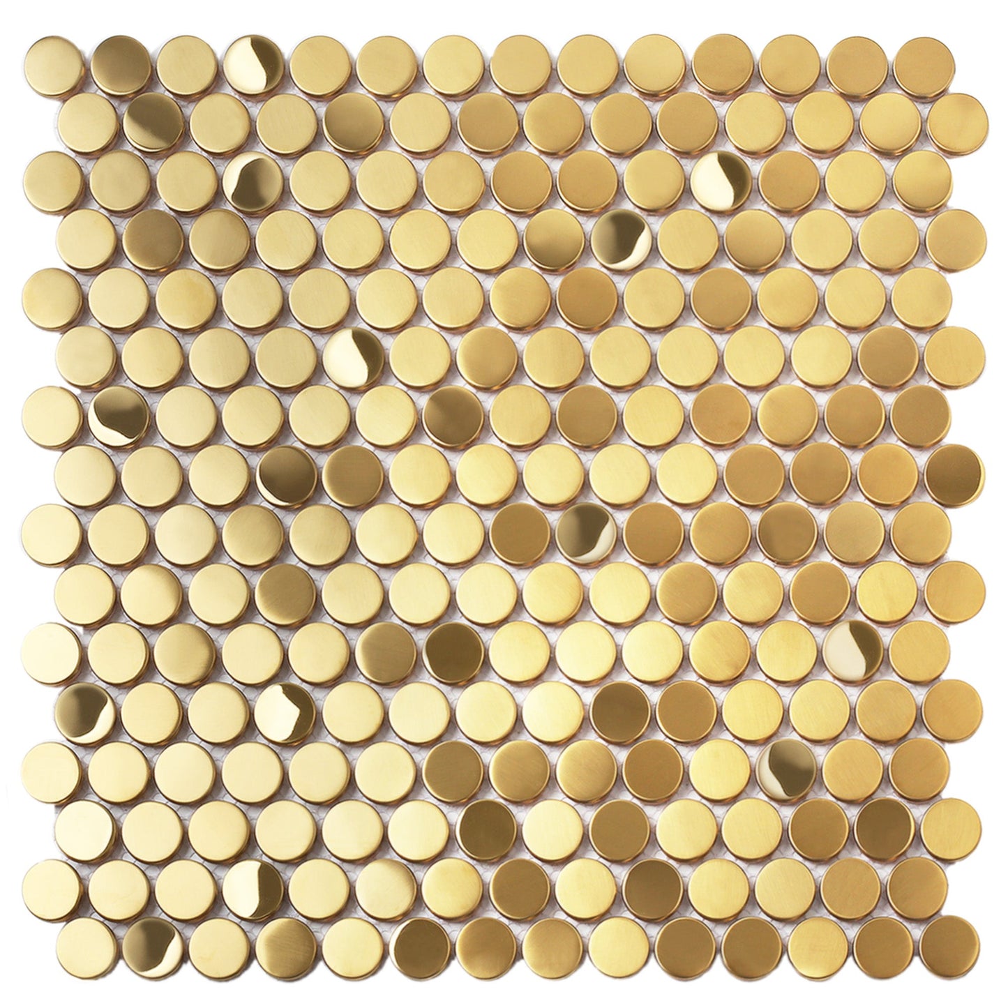 Gold Penny Round Mosaic Tile for Wall Backsplash Metallic Penny Tiles (Pack of 5)