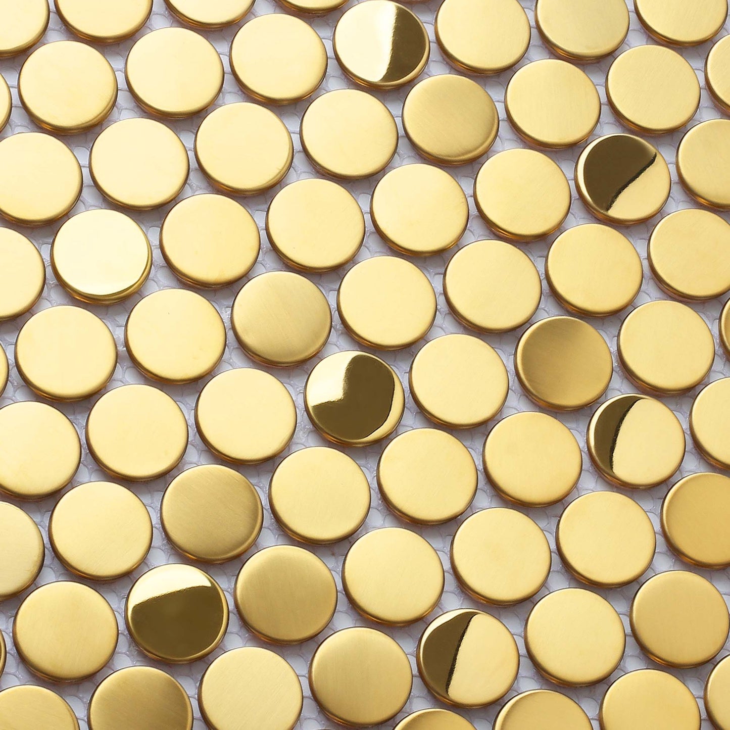 Gold Penny Round Mosaic Tile for Wall Backsplash Metallic Penny Tiles (Pack of 5)
