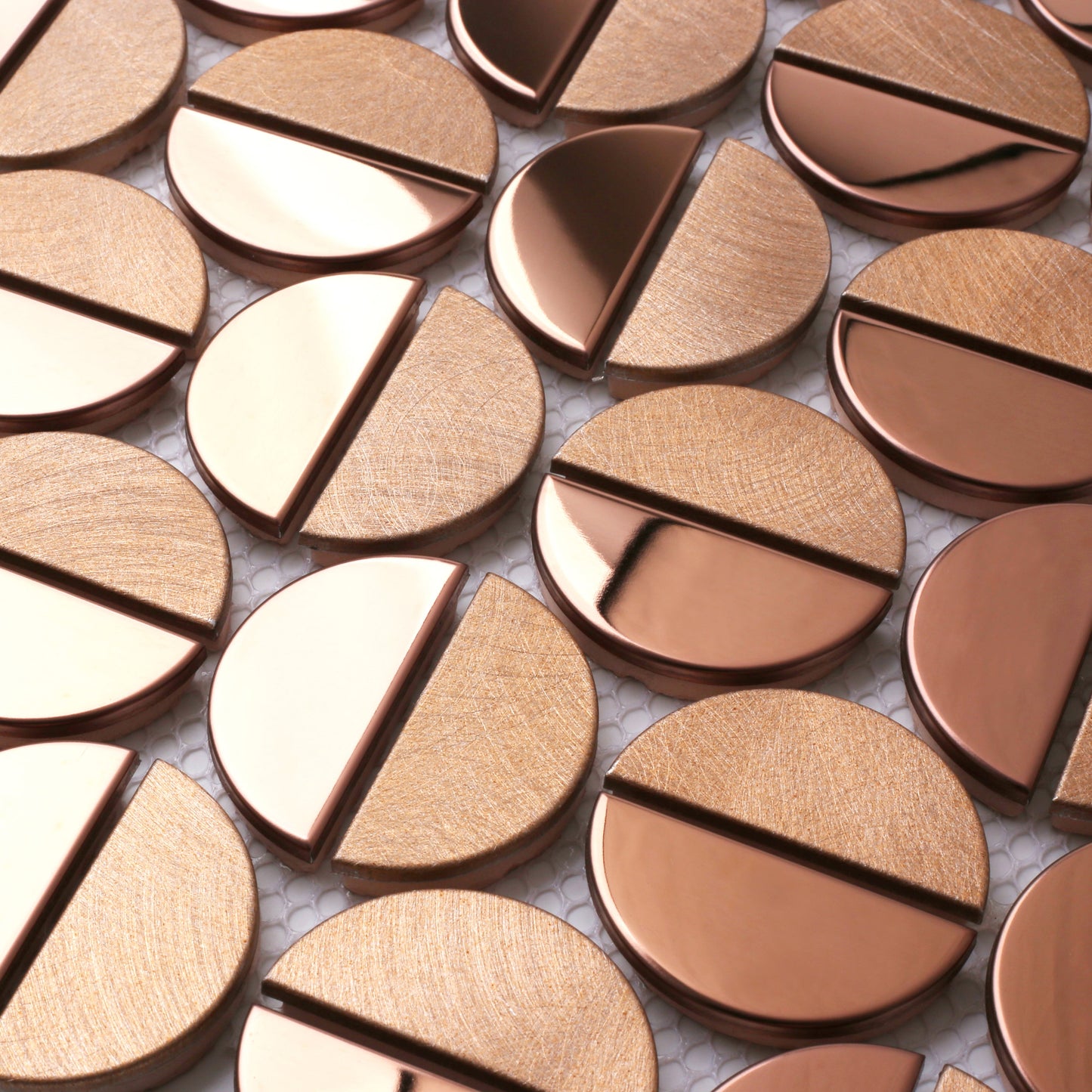Rose Gold Penny Round Tile for Kitchen Wall Backsplash Semi Circle Bubble Mosaic Tiles (Pack of 5)