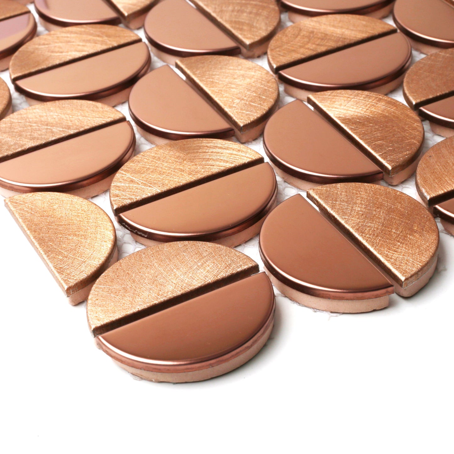 Rose Gold Penny Round Tile for Kitchen Wall Backsplash Semi Circle Bubble Mosaic Tiles (Pack of 5)