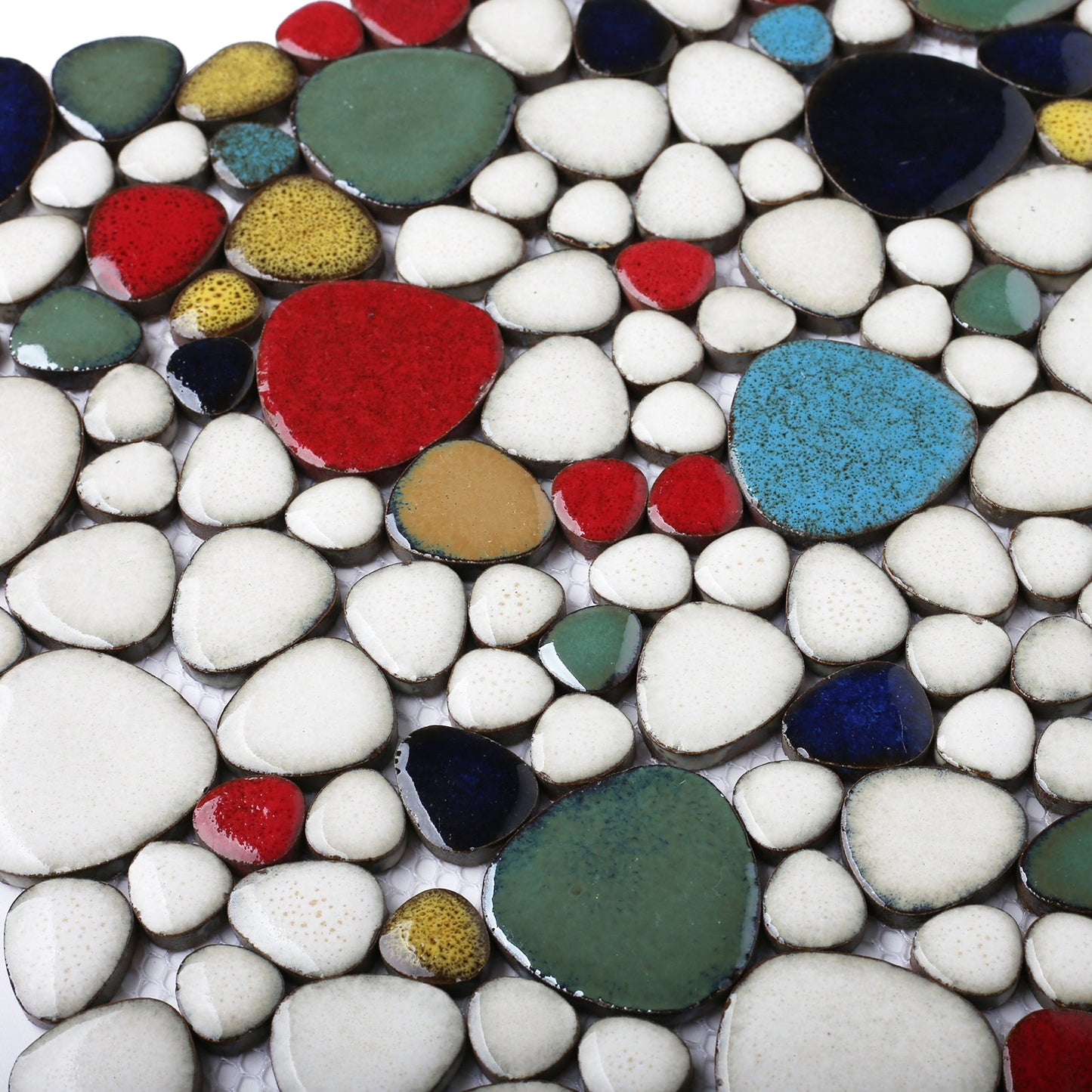 Lovebird Red White Colorful Pebbles Shower Floor Accent Tile (Pack of 5)
