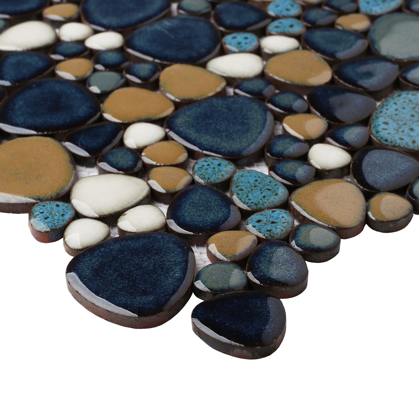 Bluebird Pebbles Tile for Shower Floor Tiles Aqua Cobalt Blue Mosaic Backsplash Tile (Pack of 5)