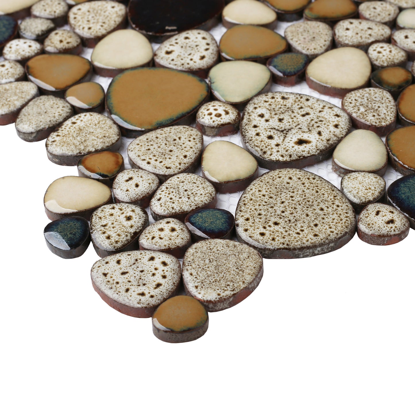 Leopard Tan Beige Ceramic Pebble Mosaic Tile Shower Floor Tile Wall Backsplash Mosaics (Pack of 5)