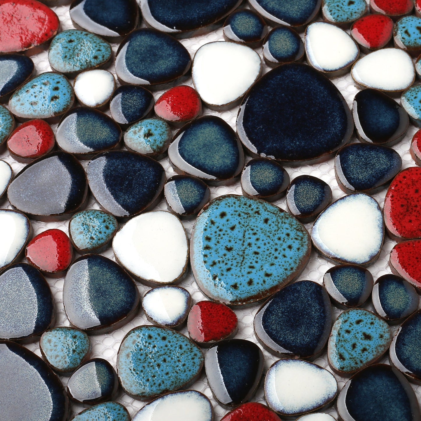 Macaw Red Blue Pebbles for Shower Floor Accent Tile (Pack of 5)