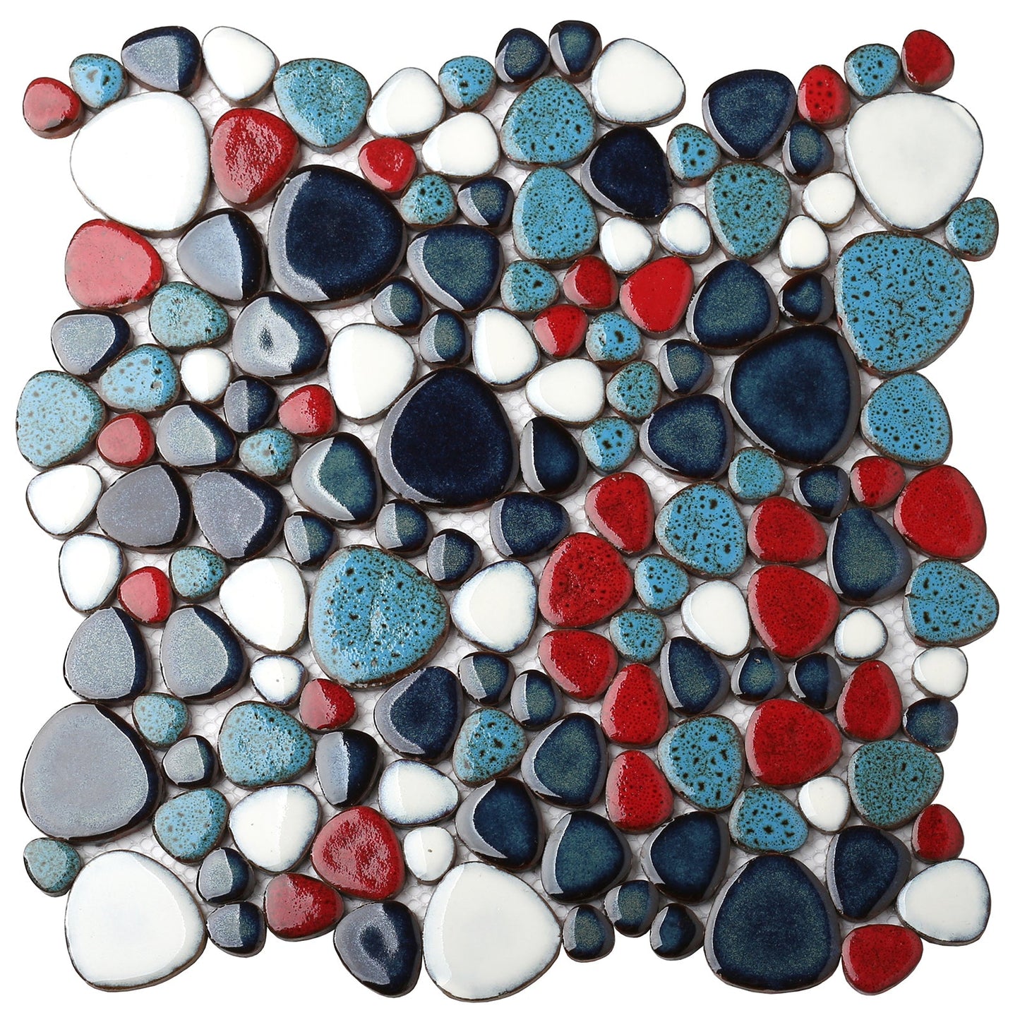 Macaw Red Blue Pebbles for Shower Floor Accent Tile (Pack of 5)