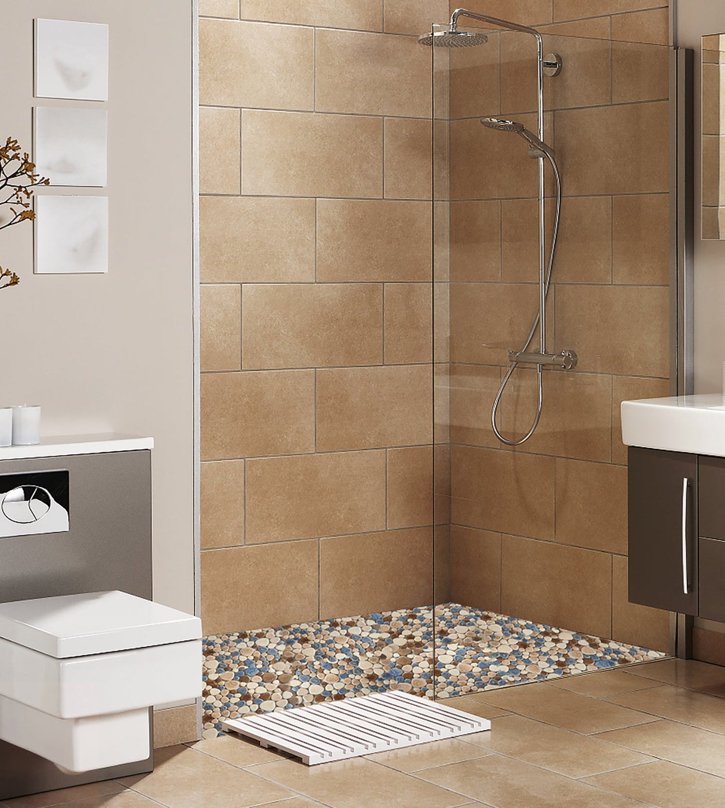 Yosemite Matte Pebble Stone Tiles for Shower Floor Bathroom Mosaic Tile Extremely Non Slip (Pack of 5)