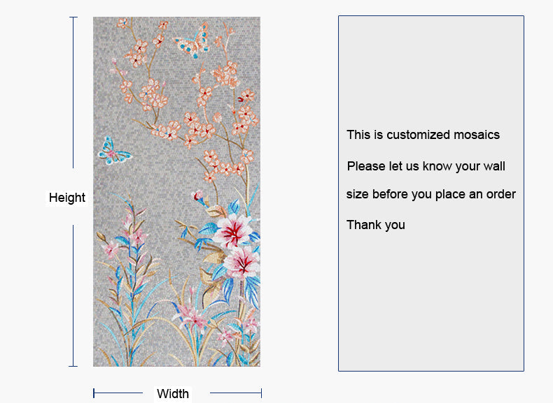 TST Mosaic Mural Simple Elegant Flower Butterfly Home Hotel Shinning Crystal Picture