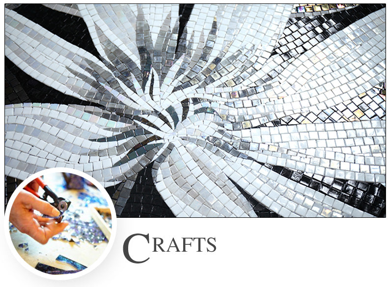 TST Mosaic Murals Black & White Flower Handcraft Unique Art Home Hotel Wall Deco