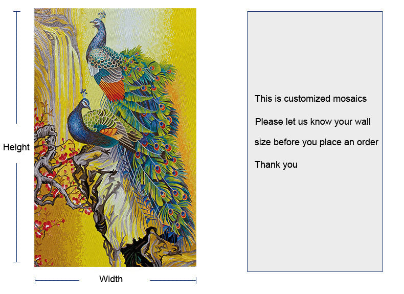 TST Mosaic Mural Peacock Flower Home Hotel Wall Deco Art Mosaic TSTBSM006