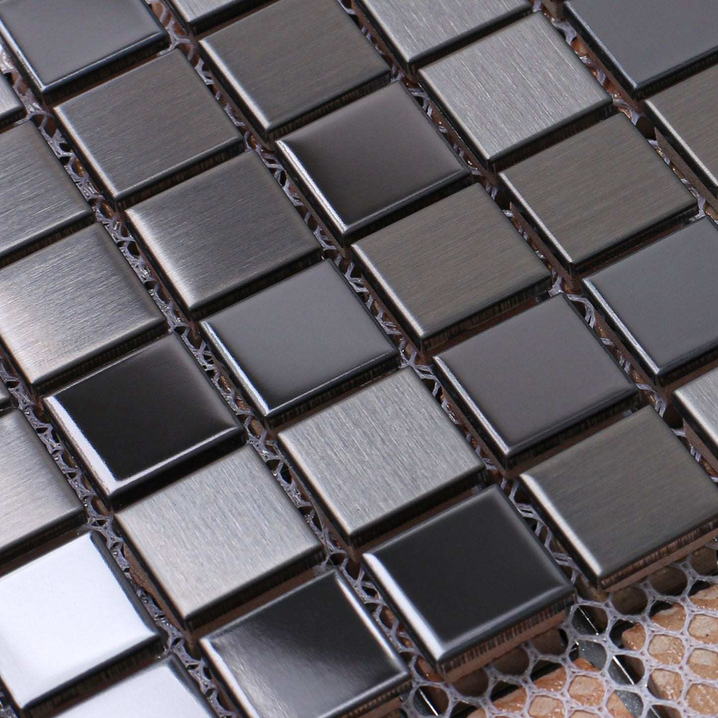 Black Tile Squares 12x12 Inch, Black Square Mosaic Tiles for Kitchen Backsplash, Bathroom Wall, Accent Wall (Pack of 5)
