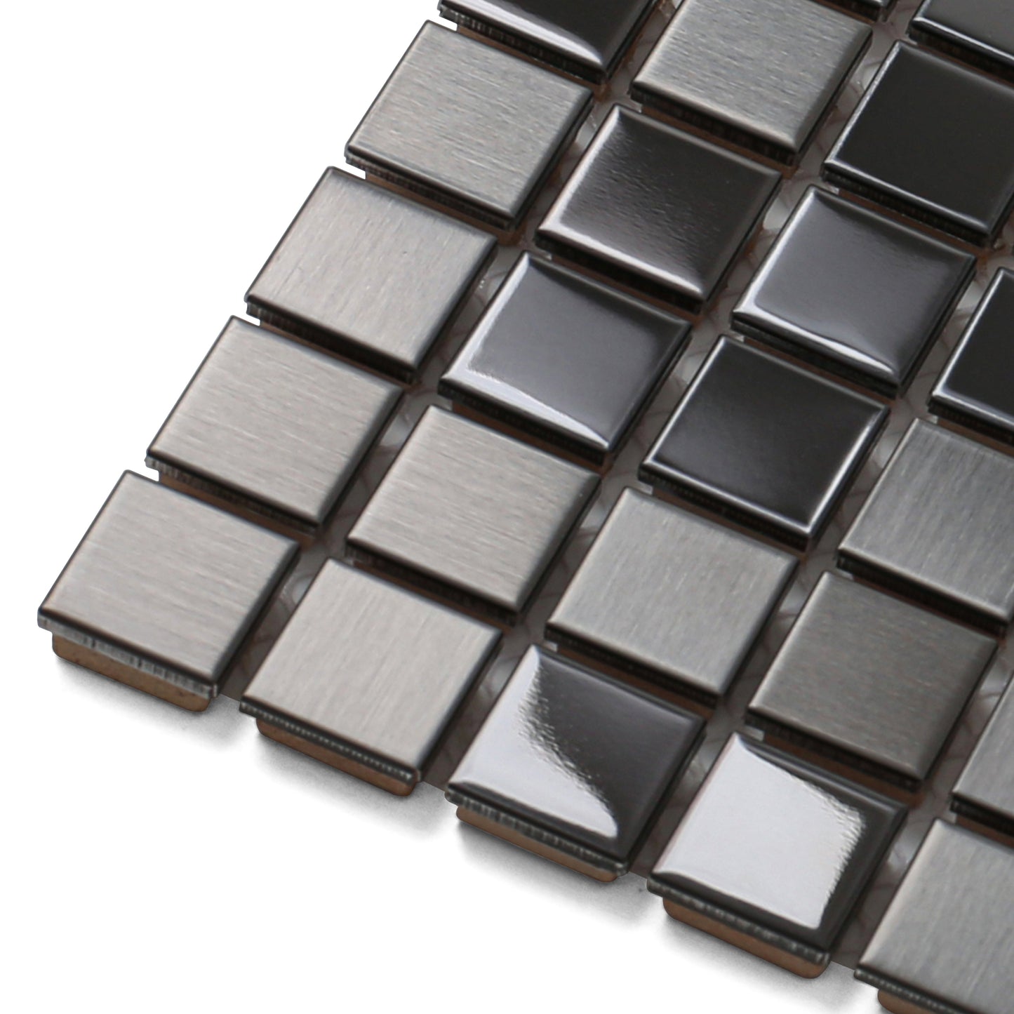 Black Tile Squares 12x12 Inch, Black Square Mosaic Tiles for Kitchen Backsplash, Bathroom Wall, Accent Wall (Pack of 5)