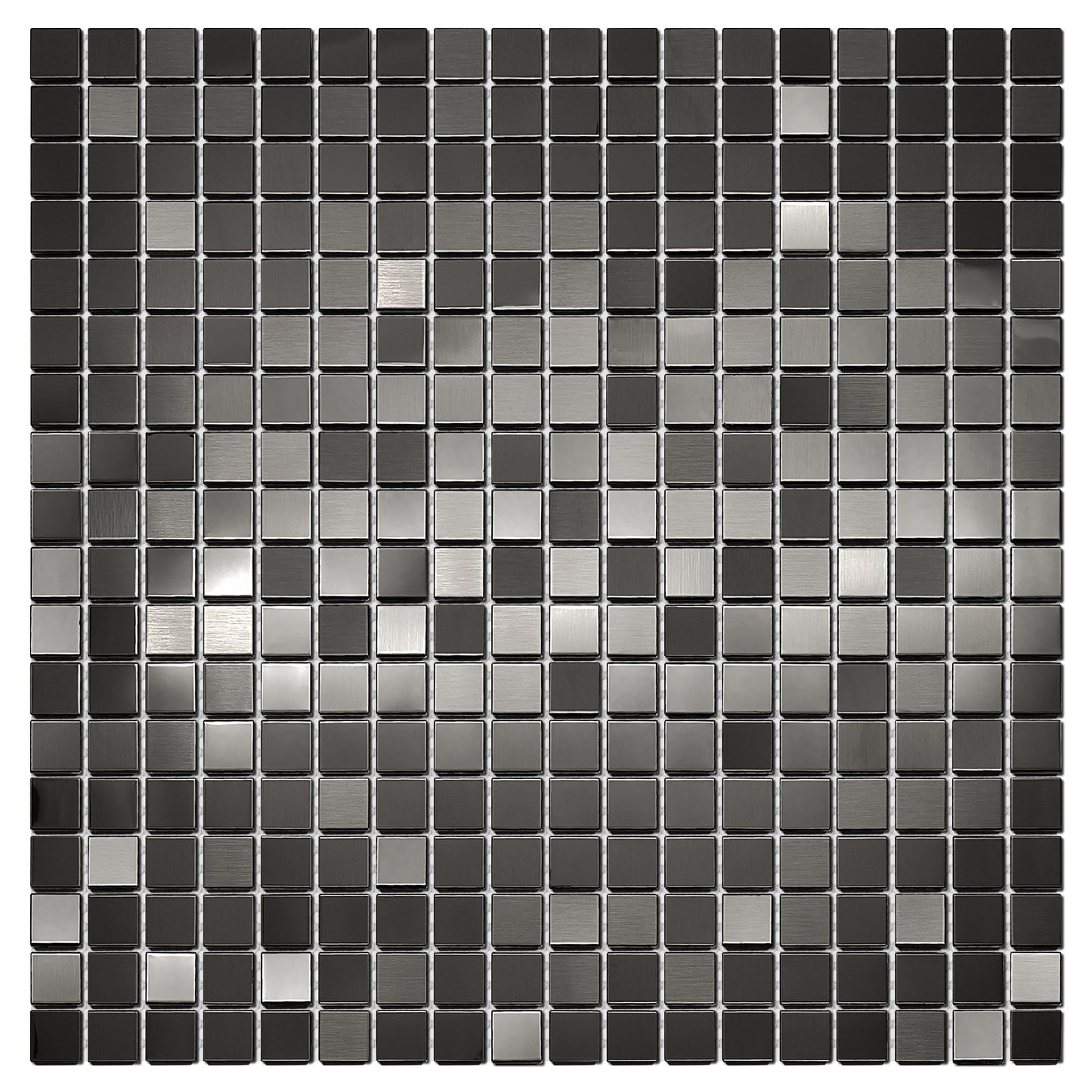 Black Tile Squares 12x12 Inch, Black Square Mosaic Tiles for Kitchen Backsplash, Bathroom Wall, Accent Wall (Pack of 5)