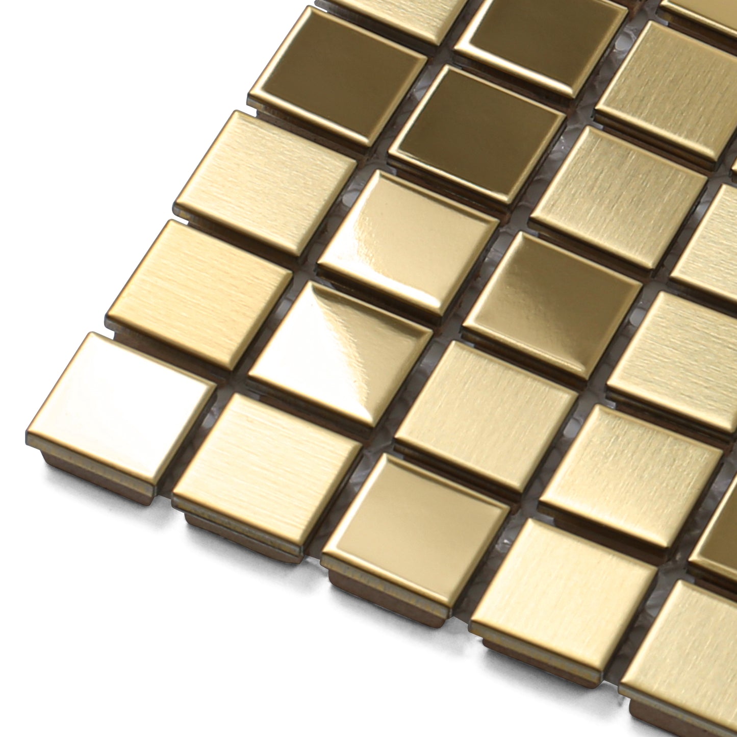 Gold Tile Squares 12 x 12 Inch, Gold Square Mosaic Tiles for Kitchen Backsplash, Bathroom Wall, Accent Wall (Pack of 5)