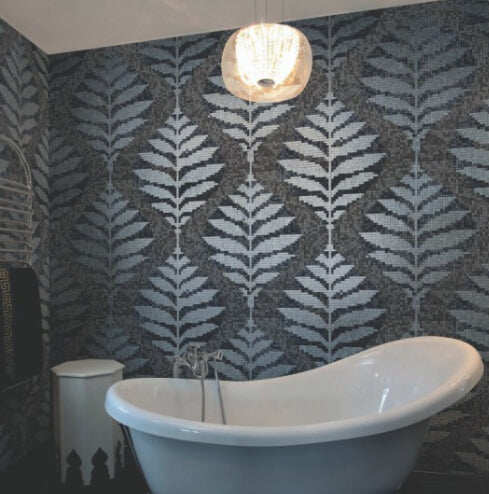 TST Mosaic Collages Leaf Pattern Crystal Glass Wall Deco Backsplash Art Mosaic Tiles