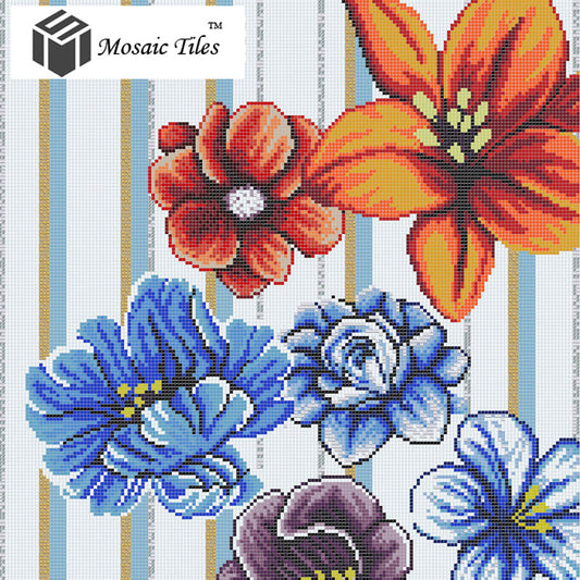 TST Mosaic Collages Big Colorful Flowers Puzzle Patterns Wall Deco Art Mosaic Tiles