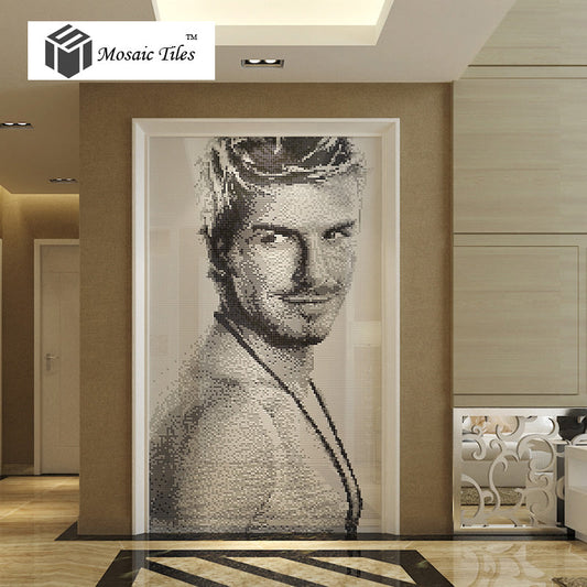 TST Mosaic Collages Black & White Crystal Glass Customize Portrait Photo Idol Star David Beckham