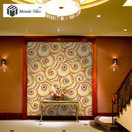 TST Mosaic Collages Golden Auspicious Clouds Parquet Crystal Glass Wall Backsplash
