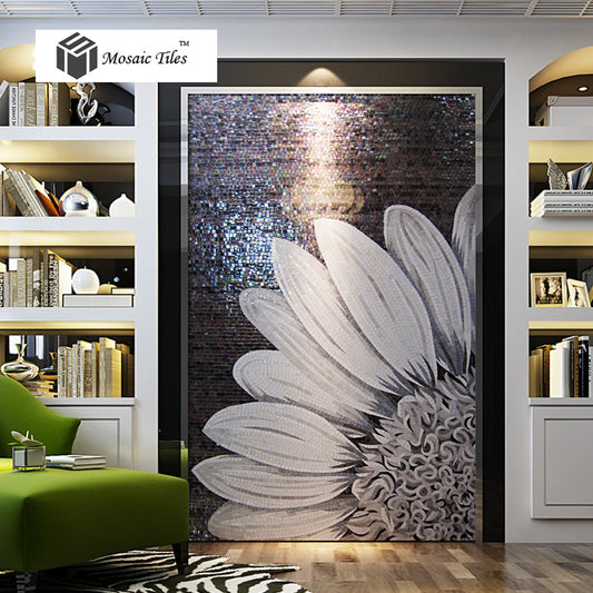 TST Mosaic Mural Black & White Sunflower Modern Unique Design Wall  