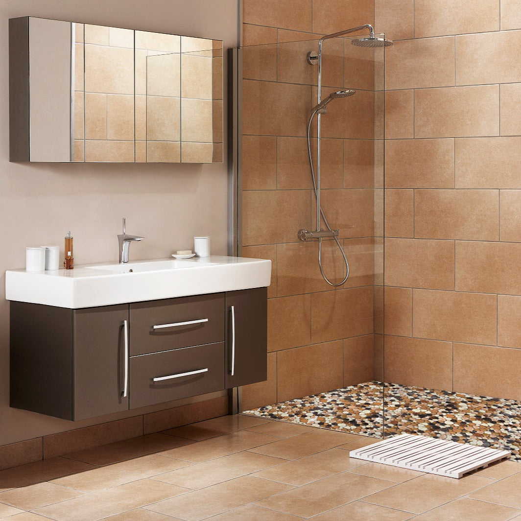 Parrotile Yellowstone Matte Ceramic Pebbles Tile for Shower Floor Bathroom Backsplash Mosaic Art Tile (Pack of 5)