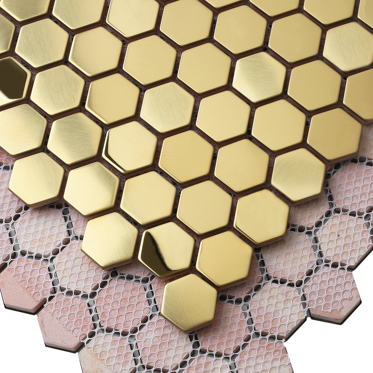 Gold Hexagon Tile for Kitchen Wall Backsplash Bathroom Shower Floor Accent Wall (Pack of 5)