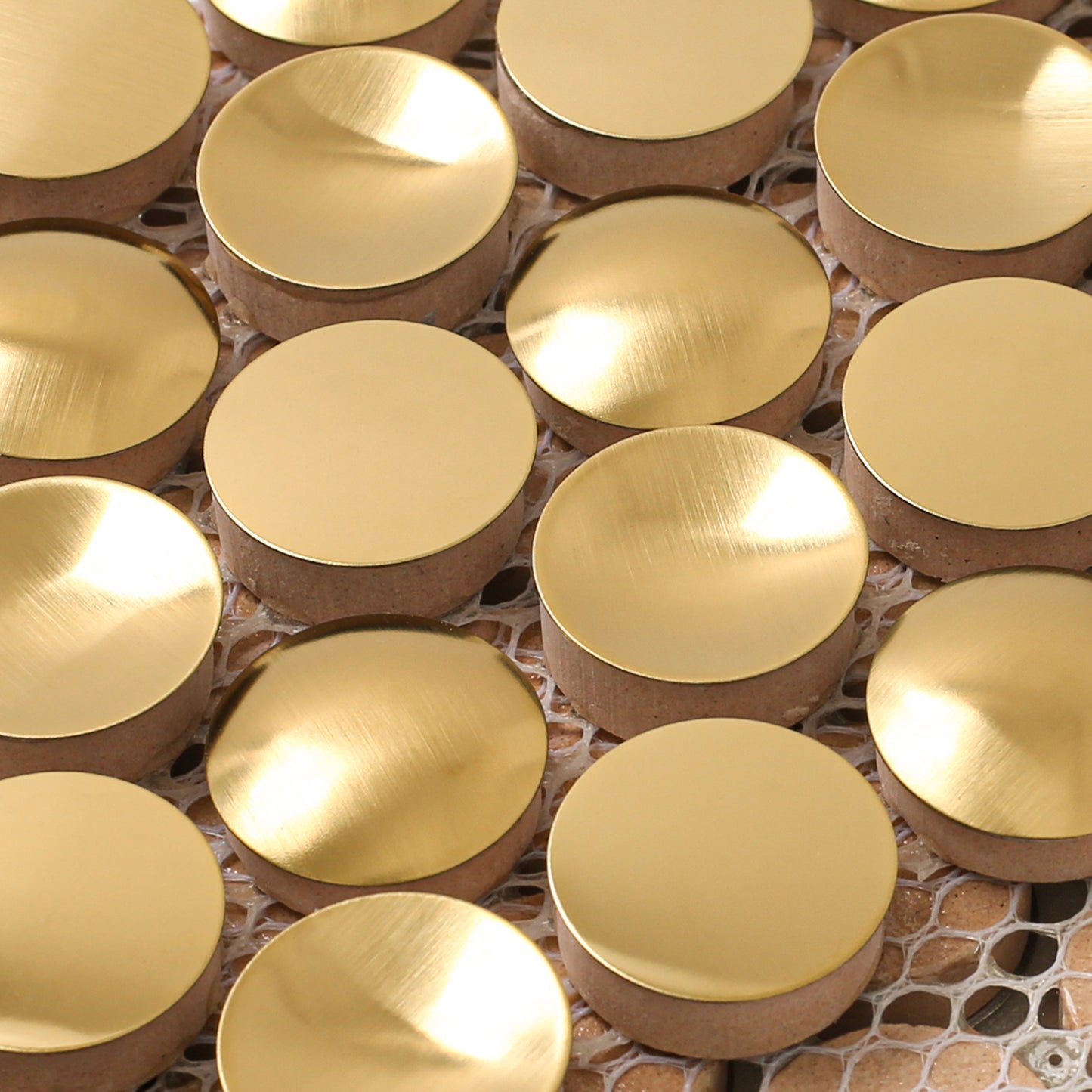 Gold Penny Round Tile Concave Convex 3D Mosaic Tiles for Kitchen Backsplash, Bathroom Wall, Accent Wall (Pack of 5)
