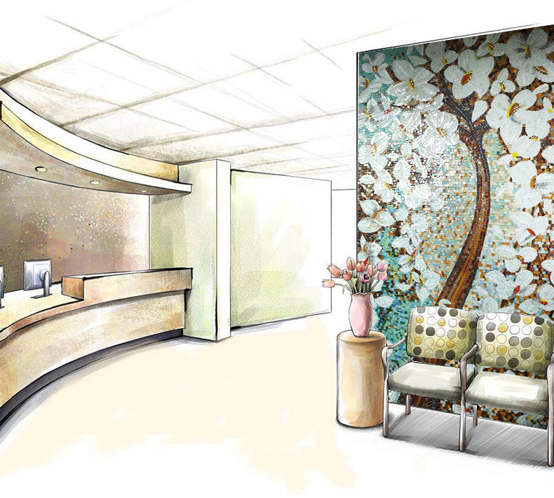 TST Mosaic Murals Fortune Lucky Tree Colorful Wall Deco Art Design TSTBSM016