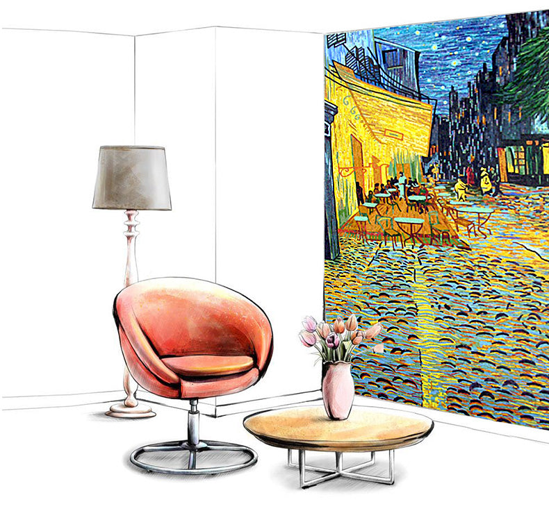 TST Mosaic Murals Deco Wall Customized Art Mosaic Van Gogh Oil Painting The Night Cafe