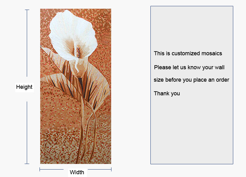 TST Mosaic Mural White Calla Lily Flower Parquet Pattern Art Wall Picture