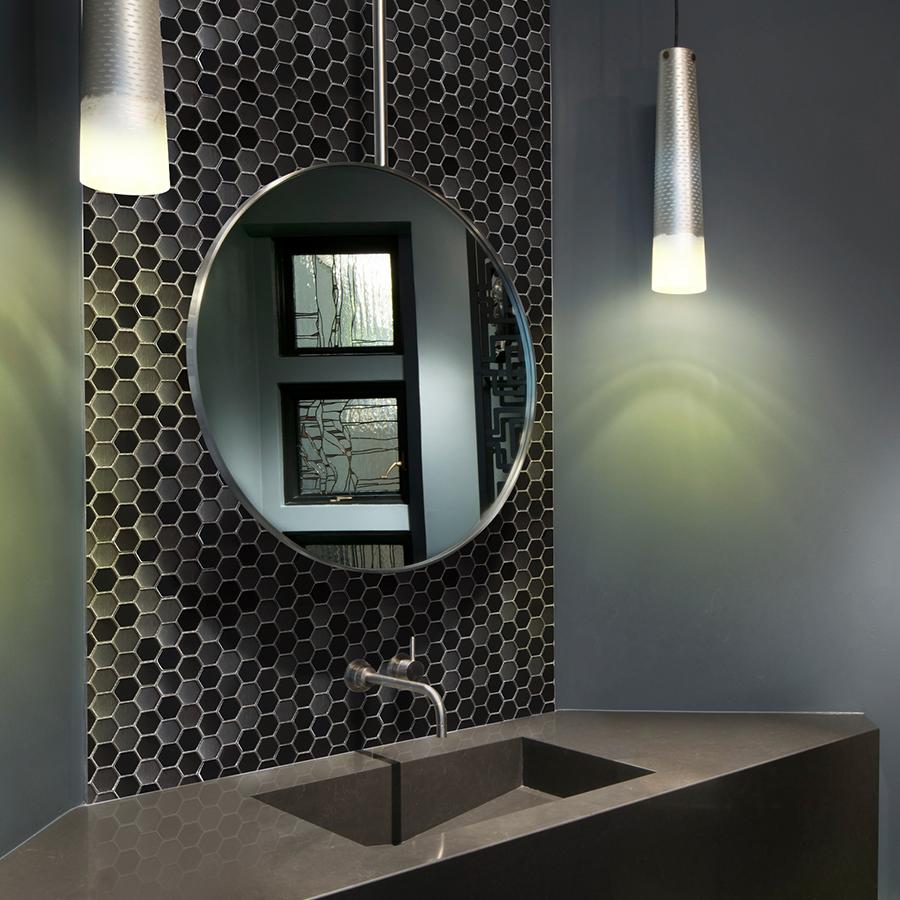 Black Metallic Hexagon Honeycomb Backsplash Tile for Kitchen Bathroom Accent Wall (Pack of 5)
