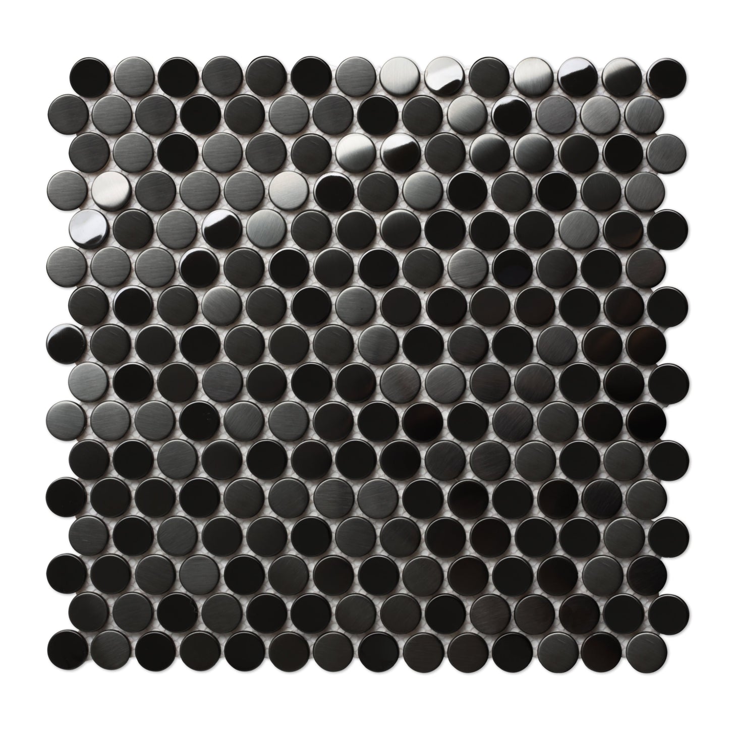 Black Metallic Penny Round Backsplash Tile for Kitchen Bathroom Accent Wall (Pack of 5)