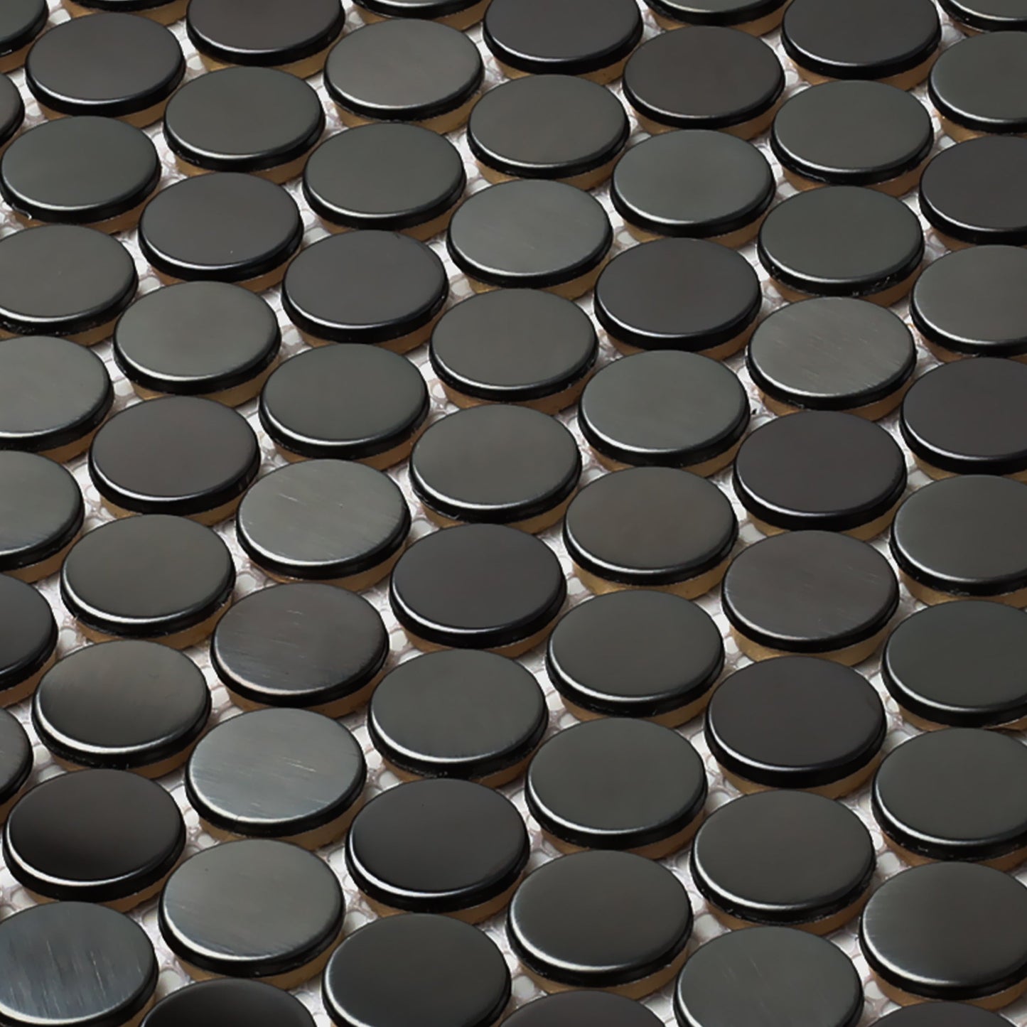 Black Metallic Penny Round Backsplash Tile for Kitchen Bathroom Accent Wall (Pack of 5)