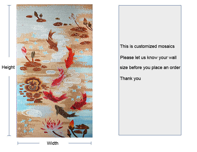 TST Mosaic Mural Red Goldfish Lotus Pond Crystal Glass Picture Wall Design
