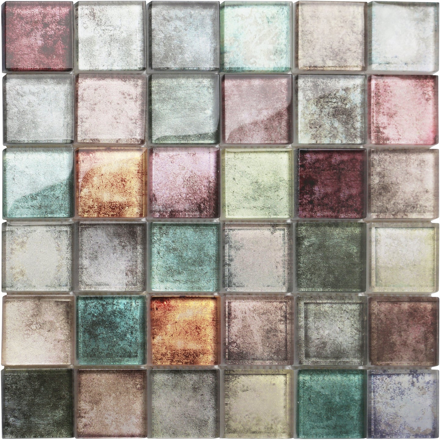 2'' x 2'' Antique Glass Mosaic Tile for Wall Backsplash (Pack of 5)