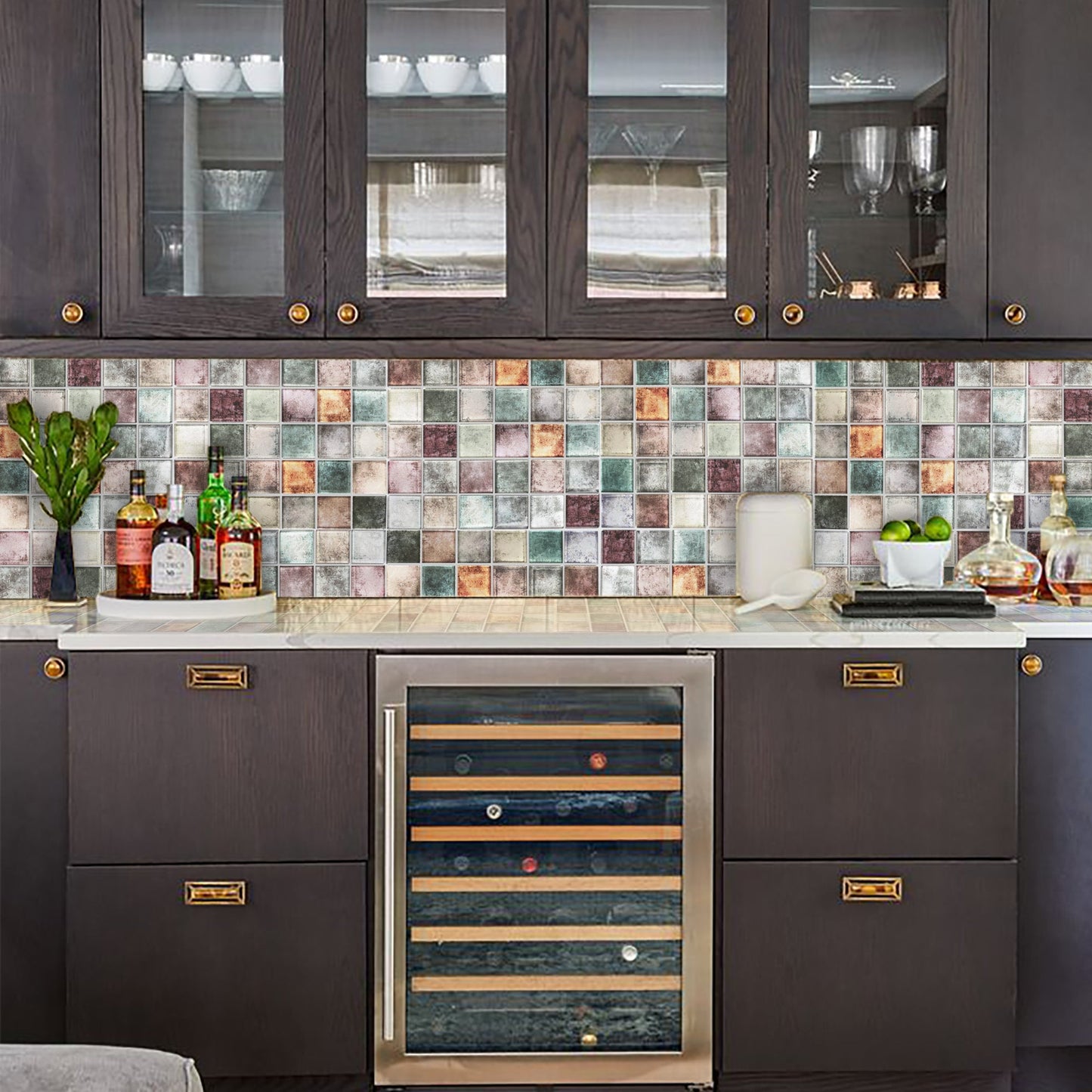 2'' x 2'' Antique Glass Mosaic Tile for Wall Backsplash (Pack of 5)