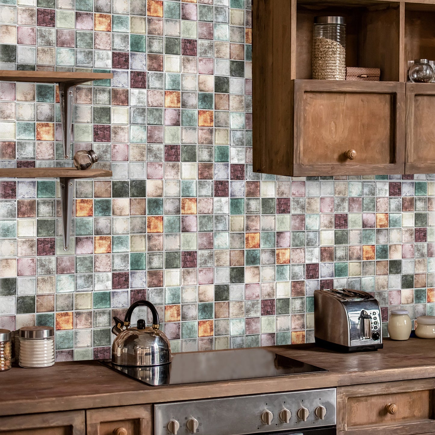 2'' x 2'' Antique Glass Mosaic Tile for Wall Backsplash (Pack of 5)