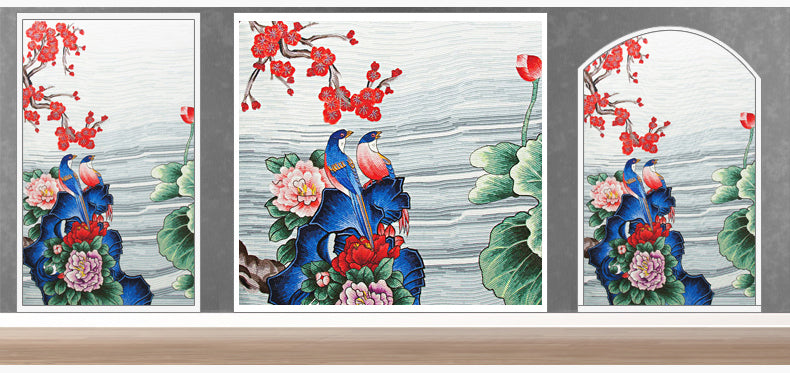 TST Mosaic Mural Nature Scenery Birds & Flowers Colorful Parquet Unique Design Hand Made Mosaic TIles