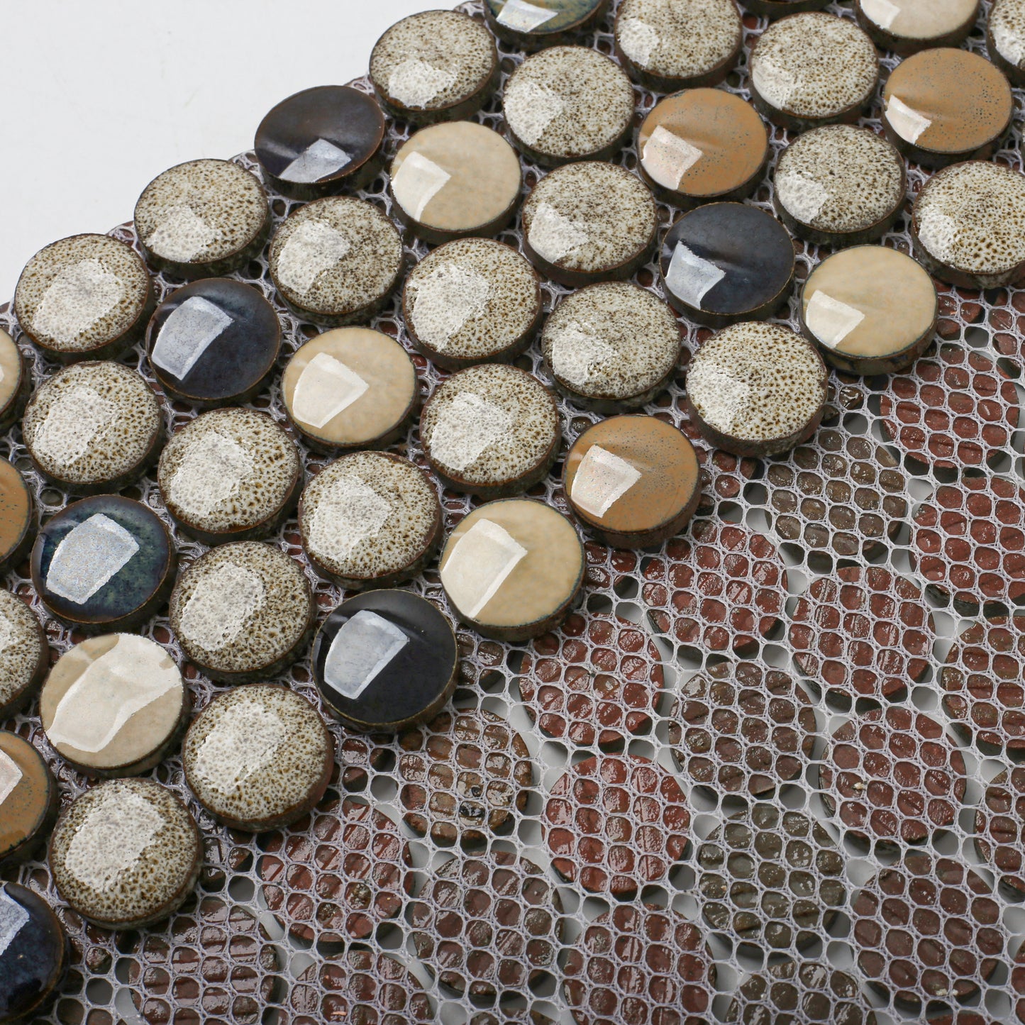 Penny Round Porcelain Mosaic Tiles for Wall Backsplash, Shower Floor, Accent Wall (Pack of 5)