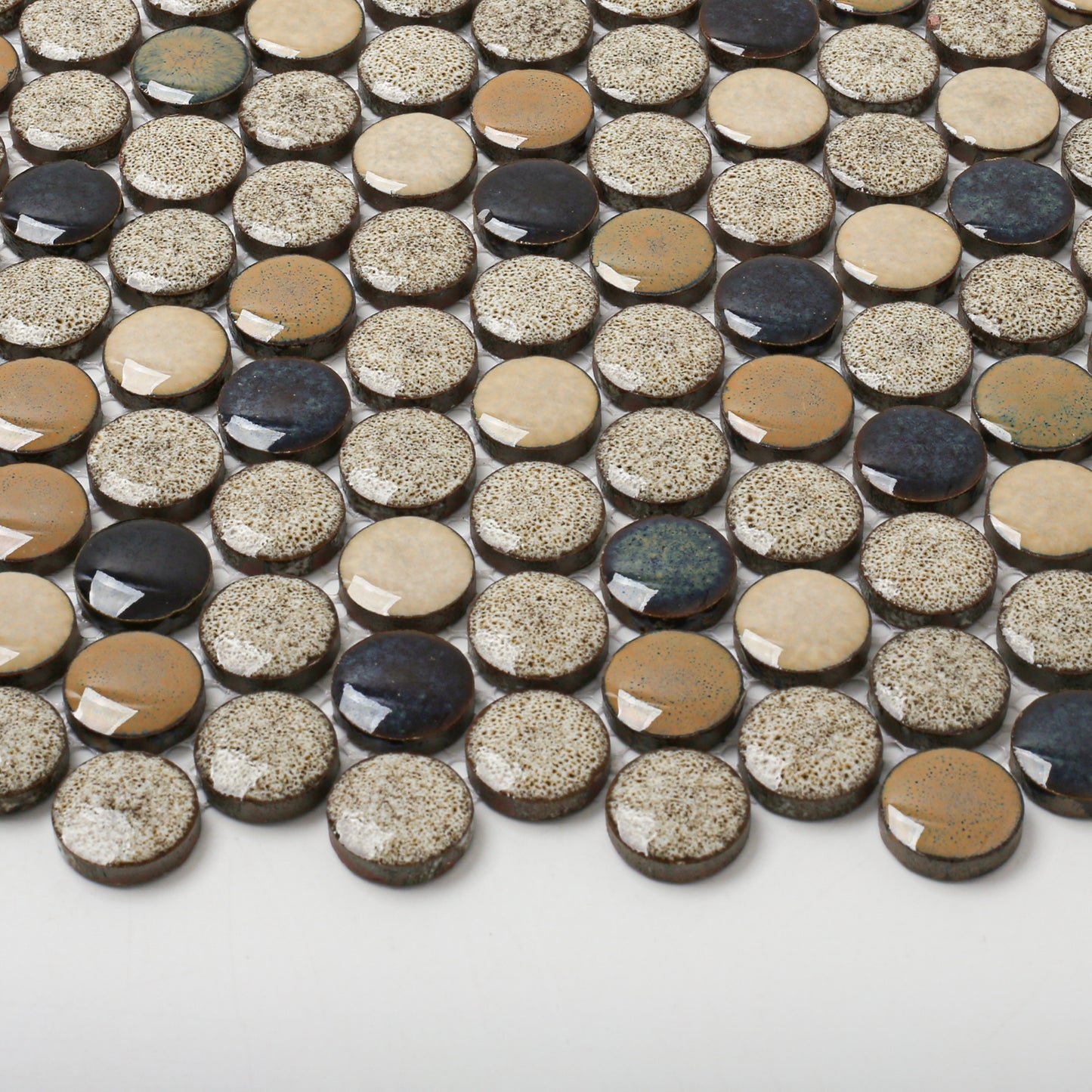 Penny Round Porcelain Mosaic Tiles for Wall Backsplash, Shower Floor, Accent Wall (Pack of 5)