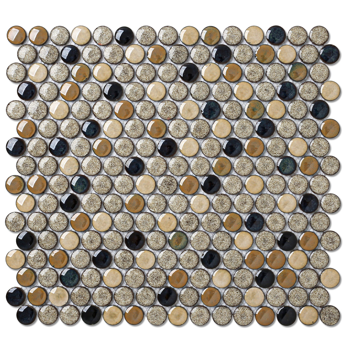 Penny Round Porcelain Mosaic Tiles for Wall Backsplash, Shower Floor, Accent Wall (Pack of 5)