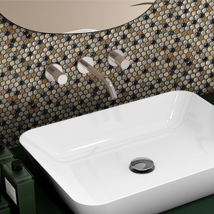 Penny Round Porcelain Mosaic Tiles for Wall Backsplash, Shower Floor, Accent Wall (Pack of 5)