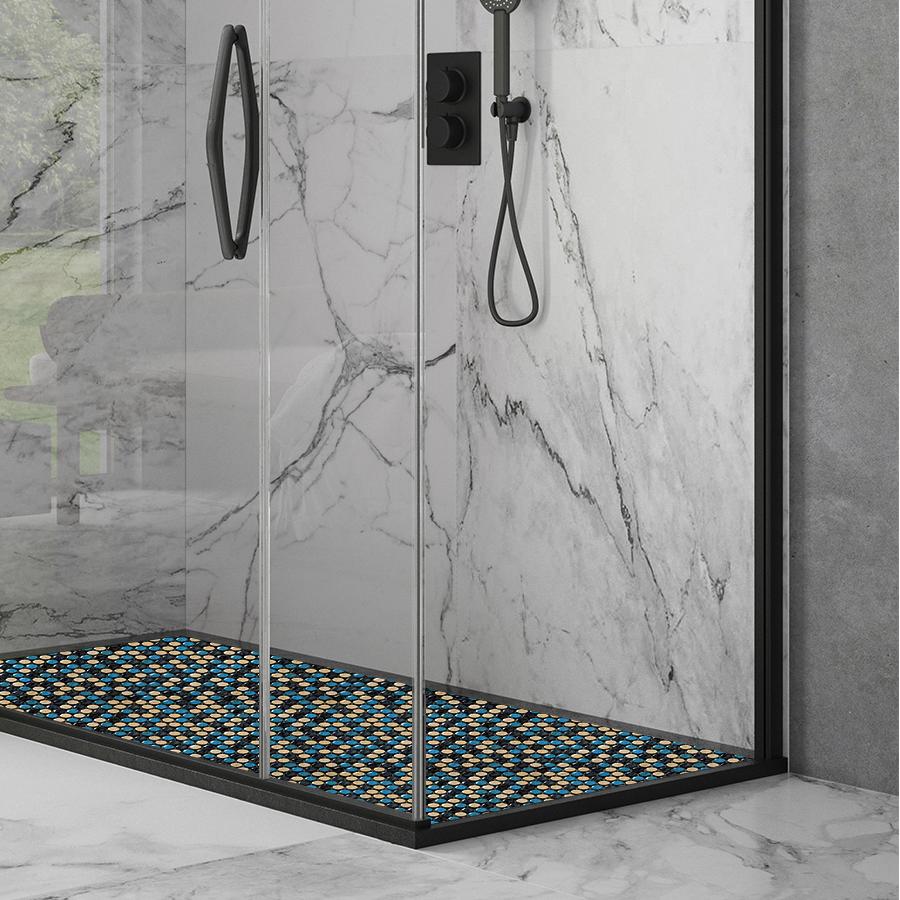 Porcelain Penny Tiles Aqua Beige Round Mosaic Tile for Bathroom Floor, Kitchen Backsplash, Wall Accents (Pack of 5)